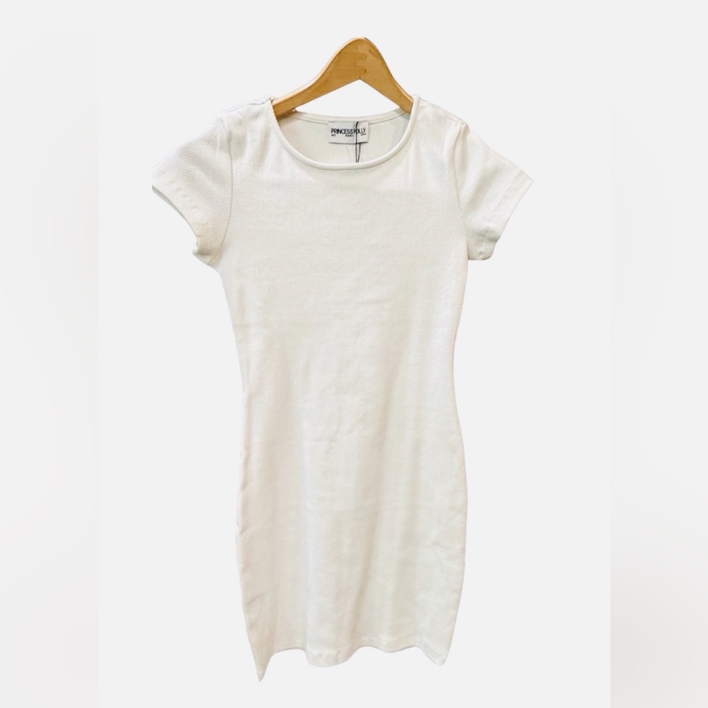 Princess Polly White Ribbed Knit Tee Dress NWT (S)